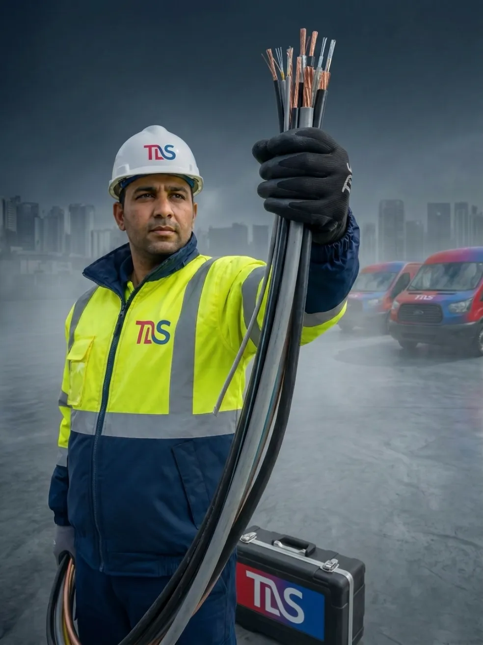 Terra Link Solutions technician holding recovered copper cable